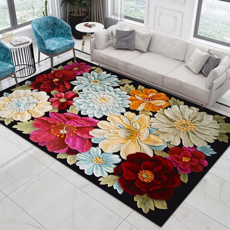 Commercial Printing Format - Tapis imprimé 3D pastorale de fleurs,