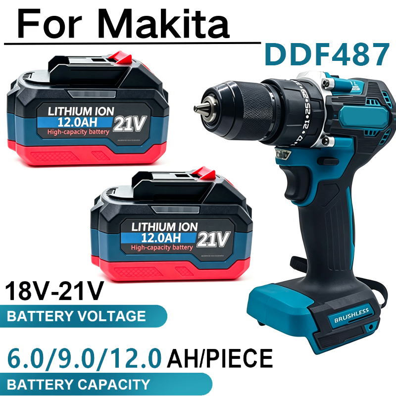Makita Drill Ddf484 - Batterie rechargeable 18-21V 12.0Ah pour Makita