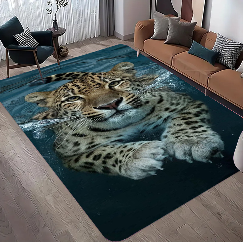 Commercial Printing Format - Tapis à motif léopard, imprimé réaliste