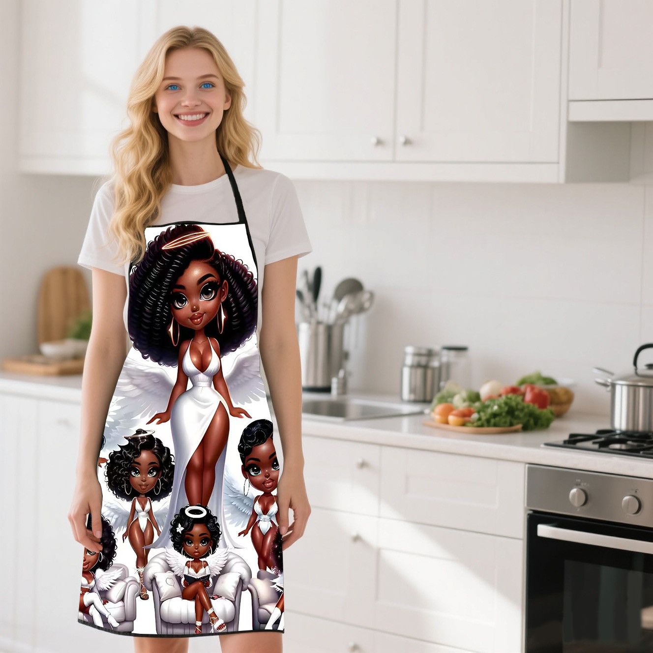 Commercial Fabric Printing - Tablier de cuisine imprimé Angel Beauty,